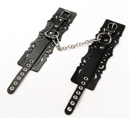 Узорчатые кожаные оковы с регулируемыми ремешками - Crazy Handmade - купить с доставкой в Томске