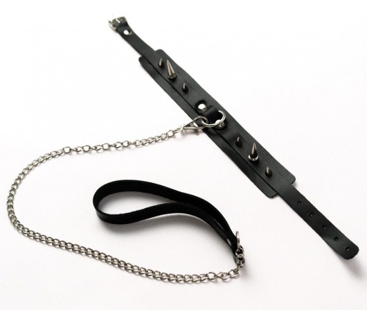 Черный ошейник с шипами и поводком - Crazy Handmade - купить с доставкой в Томске