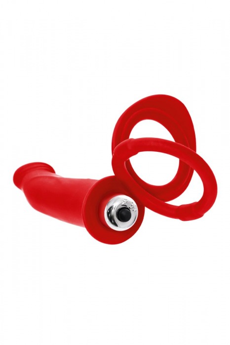 Красная насадка на пенис для двойного проникновения - 19 см. - ToyFa - купить с доставкой в Томске