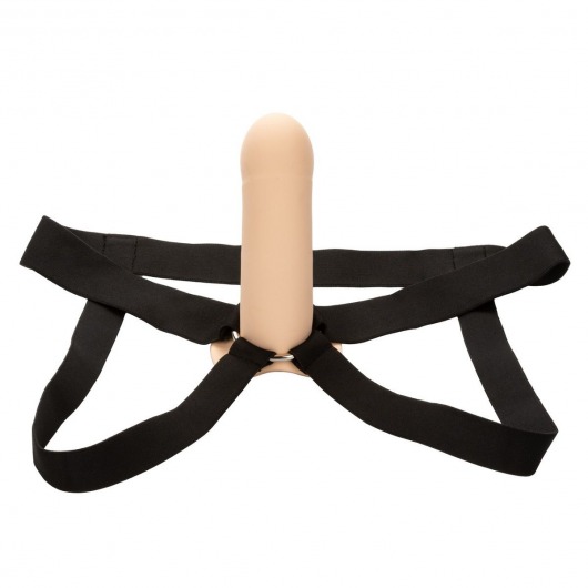 Телесный фаллопротез из силикона Extension with Harness - 15,75 см. - California Exotic Novelties - купить с доставкой в Томске