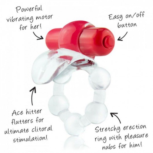 Виброкольцо с язычком и красным виброэлементом Overtime - Screaming O - в Томске купить с доставкой