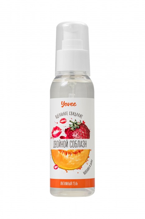 Съедобная гель-смазка Yovee «Двойной соблазн» с Д-пантенолом и вкусом клубники и дыни - 100 мл. - ToyFa - купить с доставкой в Томске