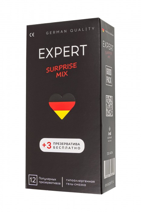 Презервативы EXPERT Surprise Mix - 12 шт.(+3 в подарок) - Expert - купить с доставкой в Томске