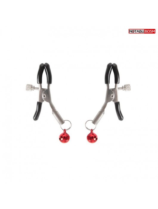 Серебристые зажимы на соски с шариками - Notabu - купить с доставкой в Томске