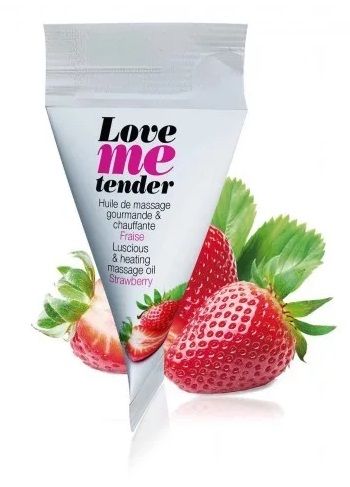 Съедобное согревающее массажное масло Love Me Tender Strawberry с ароматом клубники - 10 мл. - Love to Love - купить с доставкой в Томске