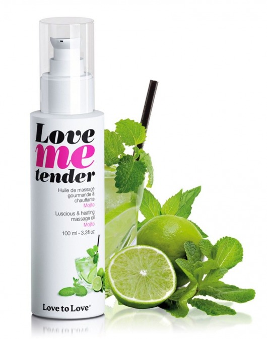 Съедобное согревающее массажное масло Love Me Tender Mojito с ароматом мохито - 100 мл. - Love to Love - купить с доставкой в Томске