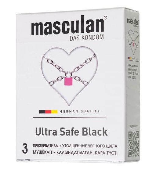 Ультрапрочные презервативы Masculan Ultra Safe Black - 3 шт. - Masculan - купить с доставкой в Томске