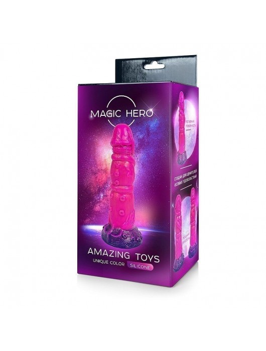 Розовый рельефный фантазийный фаллоимитатор - 20 см. - Bior toys - купить с доставкой в Томске