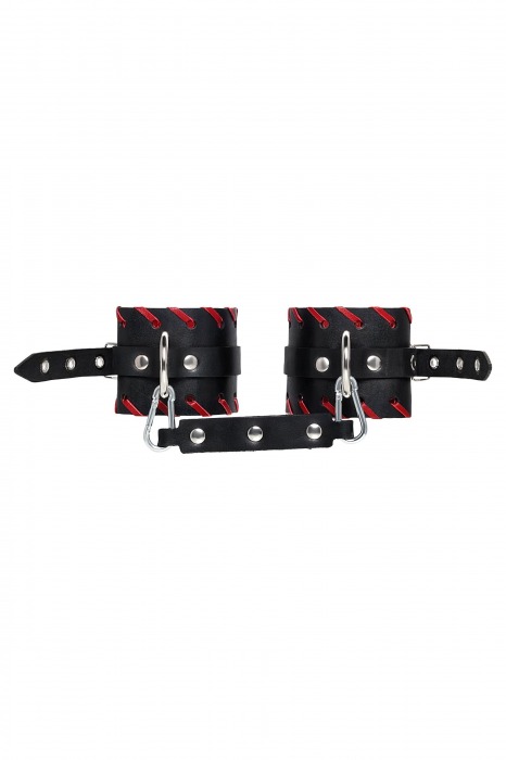Черно-красные оковы из натуральной кожи - Pecado - купить с доставкой в Томске