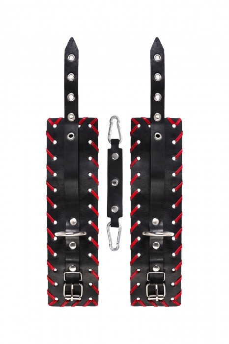 Черно-красные оковы из натуральной кожи - Pecado - купить с доставкой в Томске