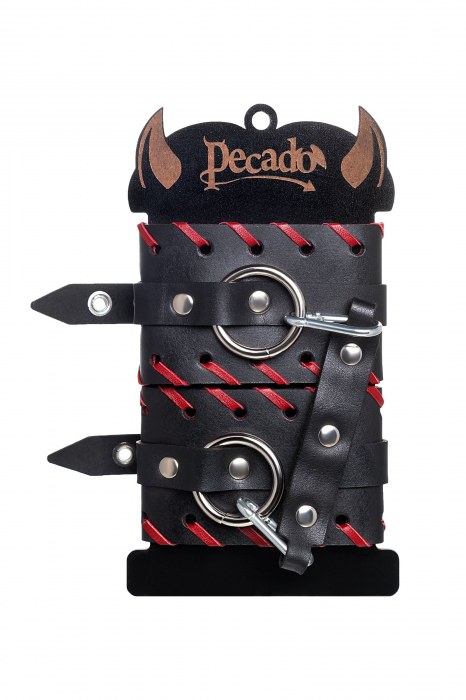 Черно-красные оковы из натуральной кожи - Pecado - купить с доставкой в Томске