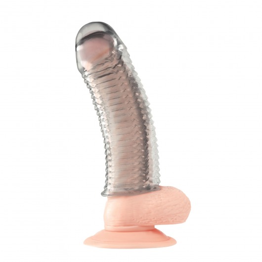 Текстурированная насадка на пенис Clear Textured Penis Enhancing Sleeve Extension - 16,5 см. - BlueLine - в Томске купить с доставкой
