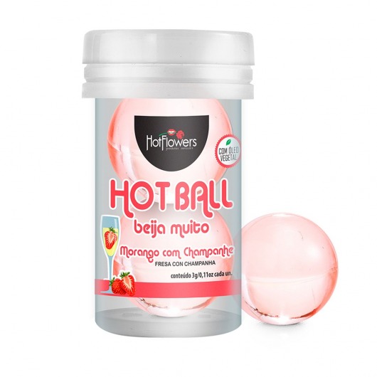 Лубрикант на масляной основе Hot Ball Beija Muito с ароматом клубники и шампанского (2 шарика по 3 гр.) - HotFlowers - купить с доставкой в Томске