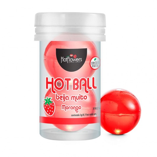 Лубрикант на масляной основе Hot Ball Beija Muito с ароматом клубники (2 шарика по 3 гр.) - HotFlowers - купить с доставкой в Томске