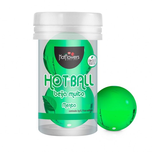 Лубрикант на масляной основе Hot Ball Beija Muito с ароматом мяты (2 шарика по 3 гр.) - HotFlowers - купить с доставкой в Томске