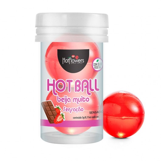 Лубрикант на масляной основе Hot Ball Beija Muito с ароматом шоколада и клубники (2 шарика по 3 гр.) - HotFlowers - купить с доставкой в Томске