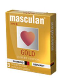 Презервативы Masculan Ultra Gold с золотым напылением и ароматом ванили - 3 шт. - Masculan - купить с доставкой в Томске