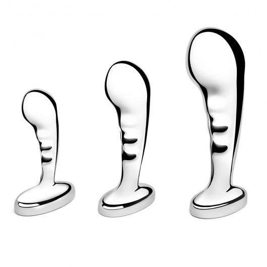 Набор из 3 стальных стимуляторов простаты Stainless Steel P-spot Training Set - b-Vibe - в Томске купить с доставкой