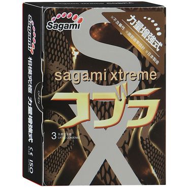 Суженные к основанию презервативы Sagami Xtreme COBRA - 3 шт. - Sagami - купить с доставкой в Томске