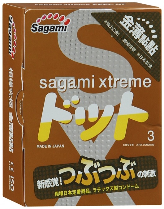 Презервативы Sagami Xtreme FEEL UP с точечной текстурой и линиями прилегания - 3 шт. - Sagami - купить с доставкой в Томске