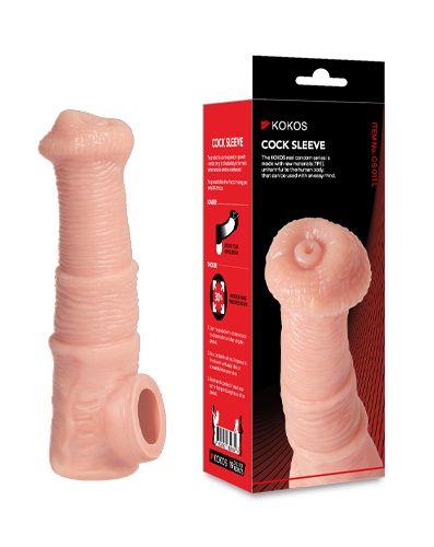 Телесная фантазийная насадка на член Cock Sleeve Size M - KOKOS - в Томске купить с доставкой