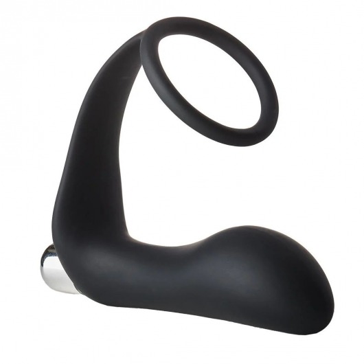 Черное эрекционное кольцо с вибропробкой Vibrating Anal Plug With Cockring - Dream Toys - в Томске купить с доставкой