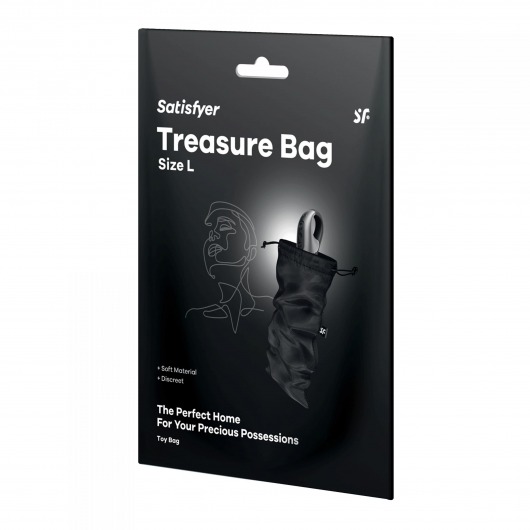 Черный мешочек для хранения игрушек Treasure Bag L - Satisfyer - купить с доставкой в Томске