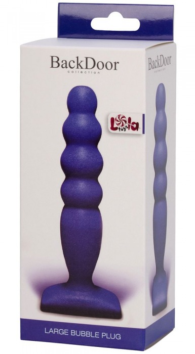 Синий анальный стимулятор Large Bubble Plug - 14,5 см. - Lola Games