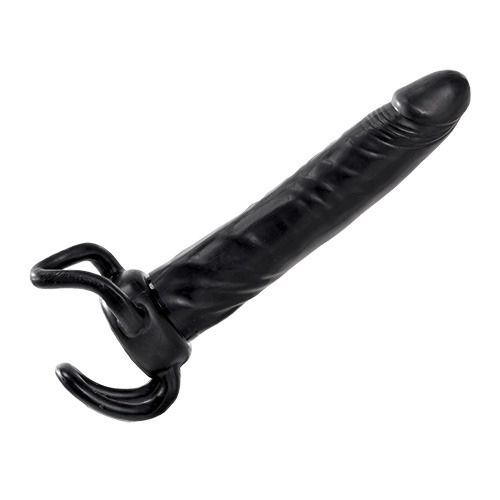 Чёрная насадка-фаллос для двойного проникновения INFLATABLE DILDO SLIM DONG  - 13,5 см. - Toyz4lovers - в Томске купить с доставкой