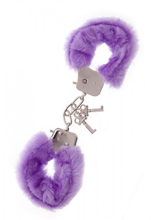 Фиолетовые меховые наручники METAL HANDCUFF WITH PLUSH LAVENDER - Dream Toys - купить с доставкой в Томске