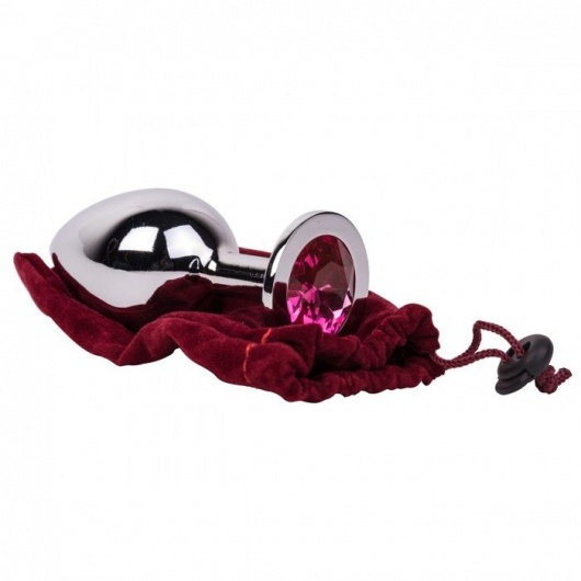 Большой стальной плаг с розовым кристаллом Pink Bubble Gum - 9,5 см. - Erotic Fantasy - купить с доставкой в Томске