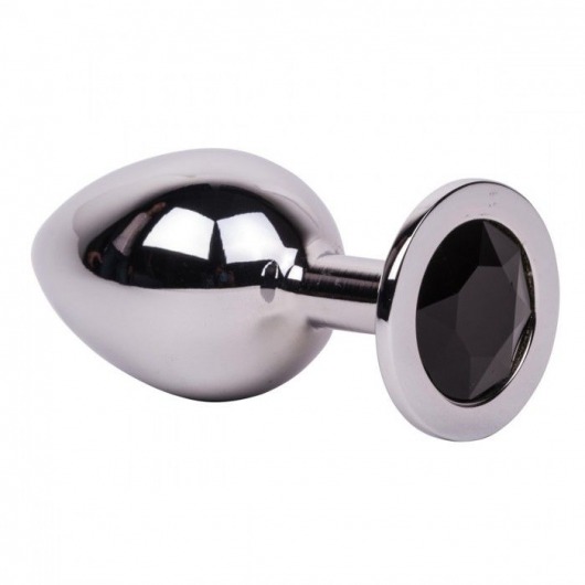 Большой стальной плаг с черным кристаллом Black Rave - 9,5 см. - Erotic Fantasy - купить с доставкой в Томске