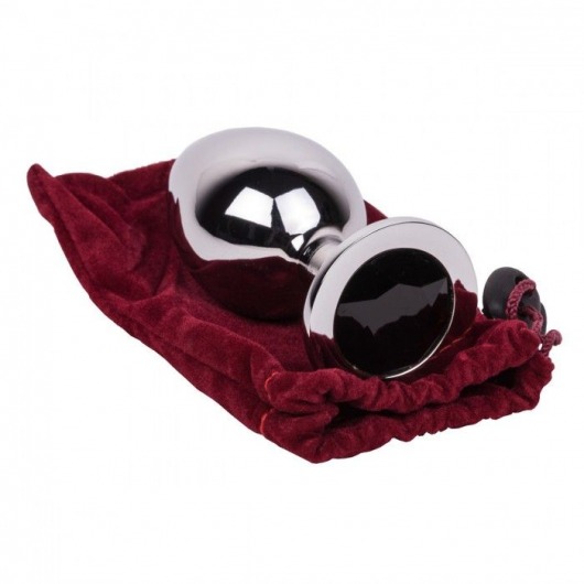 Большой стальной плаг с черным кристаллом Black Rave - 9,5 см. - Erotic Fantasy - купить с доставкой в Томске