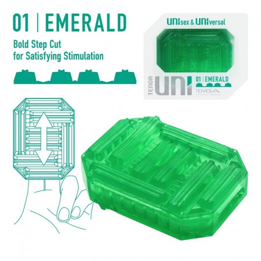 Зеленый мастурбатор-стимулятор Tenga Uni Emerald - Tenga - в Томске купить с доставкой