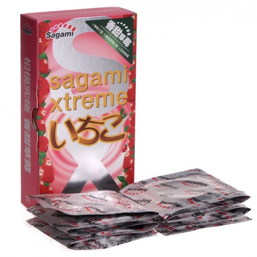 Презервативы Sagami Xtreme Strawberry c ароматом клубники - 10 шт. - Sagami - купить с доставкой в Томске