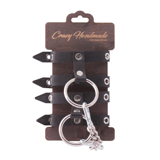 Черные однослойные наручники из натуральной кожи - Crazy Handmade - купить с доставкой в Томске