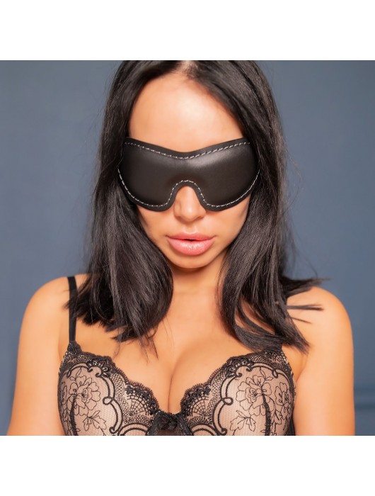 Черная мягкая закрытая маска из натуральной кожи - Crazy Handmade - купить с доставкой в Томске