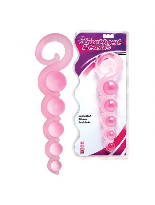 Розовая анальная цепочка из 5 шариков различного диаметра - 25,5 см. - Dream Toys