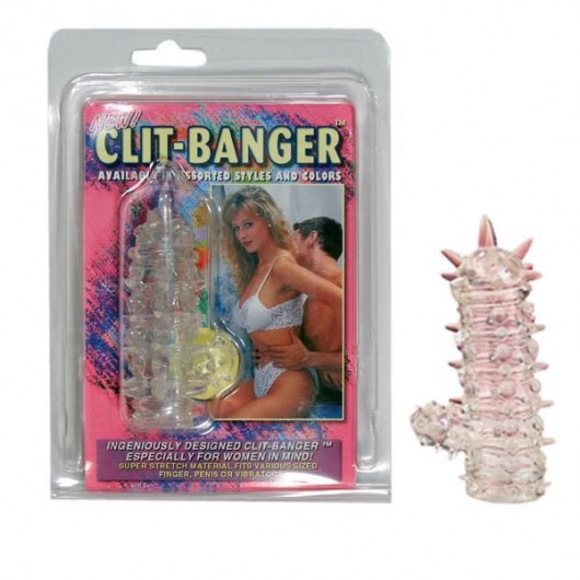 Прозрачная насадка с шипами и клиторальной шишечкой CLIT-BANGER SLEEVE IN CLEAR - Tonga - в Томске купить с доставкой