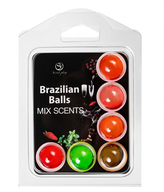 Набор из 6 шариков с ароматизированными массажными маслами Brazilian Balls - Secret Play - купить с доставкой в Томске