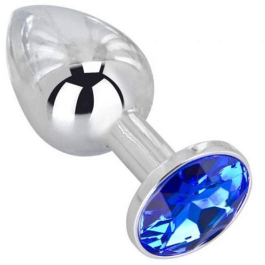 Анальное украшение BUTT PLUG  Small с синим кристаллом - 7 см. - Anal Jewelry Plug - купить с доставкой в Томске Анальное украшение BUTT PLUG  Small с синим кристаллом - 7 см. - Anal Jewelry Plug - купить с доставкой в Томске