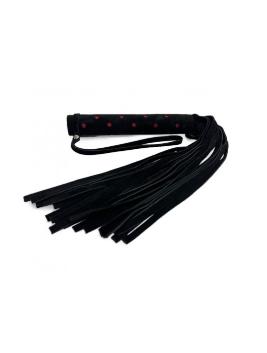 Черная замшевая плеть с красными точками на рукояти Red dot Princess - 43 см. - БДСМ Арсенал - купить с доставкой в Томске