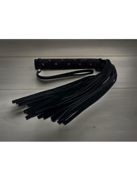 Черная замшевая плеть с красными точками на рукояти Red dot Princess - 43 см. - БДСМ Арсенал - купить с доставкой в Томске