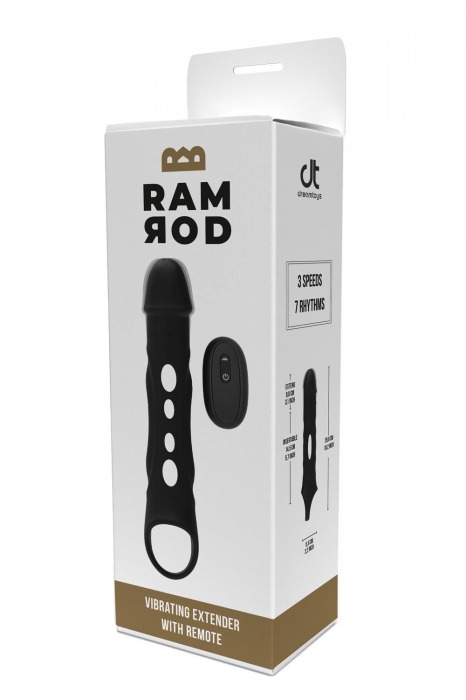 Черная насадка-удлинитель Vibrating Extender With Remote с вибрацией - Dream Toys - в Томске купить с доставкой