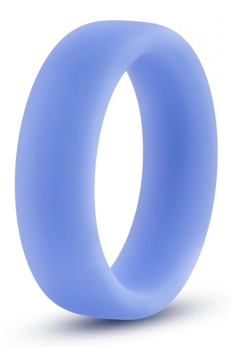 Голубое люминесцентное кольцо Silicone Glo Cock Ring - Blush Novelties - в Томске купить с доставкой
