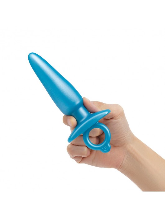 Голубая анальная пробка с кольцом Sleek Tapered Silicone Plug - 15 см. - b-Vibe