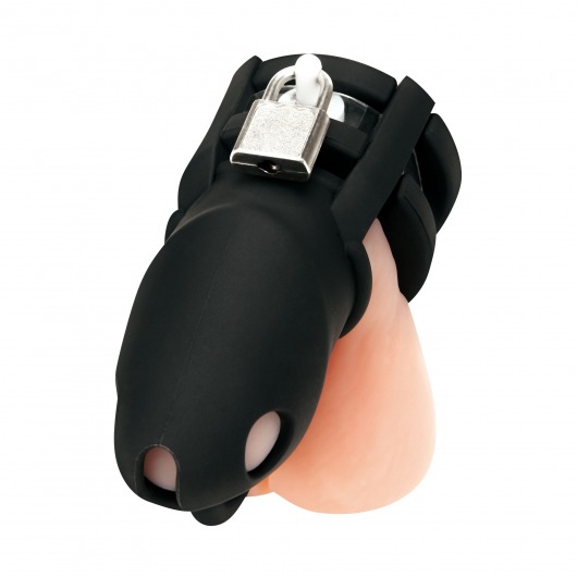 Черная клетка для пениса Silicone Small 2 in Cock Cage With Ball Divider - BlueLine - купить с доставкой в Томске