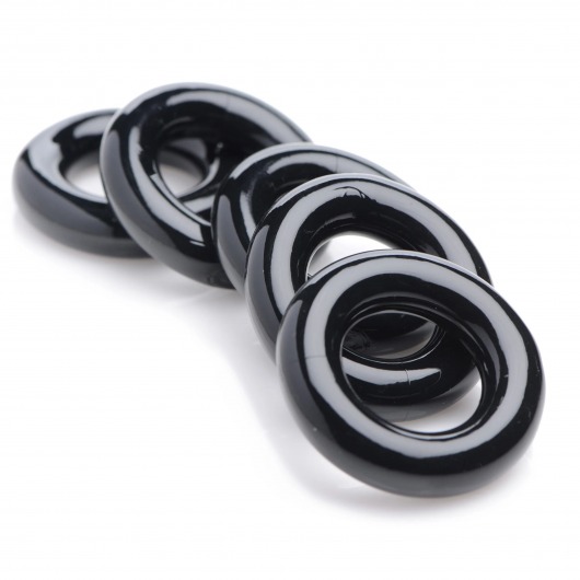 Комплект из 5 черных эрекционных колец для мошонки Ring Master Custom Ball Stretcher Kit - XR Brands - в Томске купить с доставкой