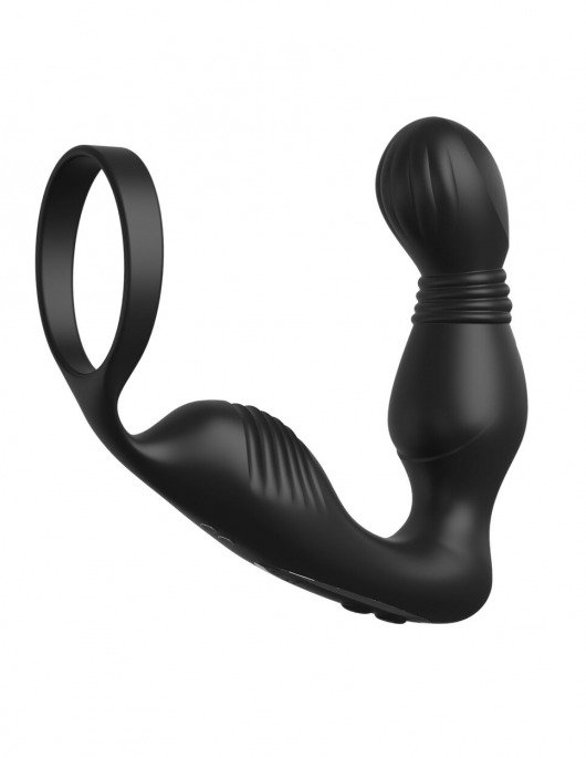 Черный вибростимулятор простаты с эрекционным кольцом Ass-Gasm Pro P-Spot Milker - Pipedream - в Томске купить с доставкой