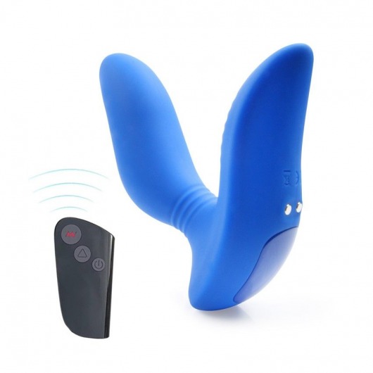 Синий вибромассажер простаты 3,5’’ Remote Control Curve P-spot Massager - 12 см. - Erokay - в Томске купить с доставкой